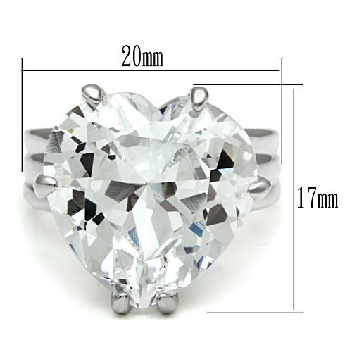 LOS543 - Silver 925 Sterling Silver Ring with AAA Grade CZ  in Clear - Joyeria Lady