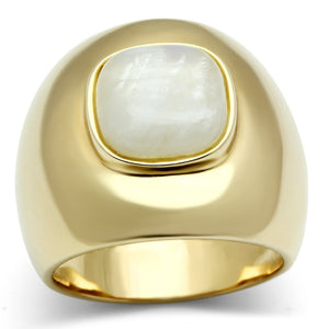 LOS544 - Gold 925 Sterling Silver Ring with Semi-Precious Moon Stone in White - Joyeria Lady