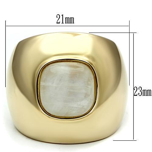 LOS544 - Gold 925 Sterling Silver Ring with Semi-Precious Moon Stone in White - Joyeria Lady