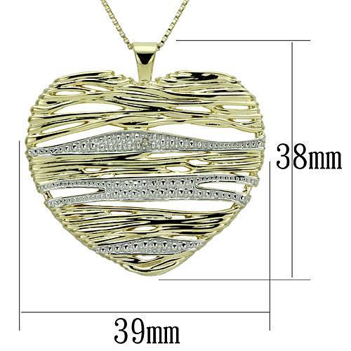LOS599 Gold+Rhodium 925 Sterling Silver Necklace with AAA Grade CZ in Clear - Joyeria Lady