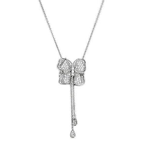 LOS608 Silver 925 Sterling Silver Necklace with AAA Grade CZ in Clear - Joyeria Lady