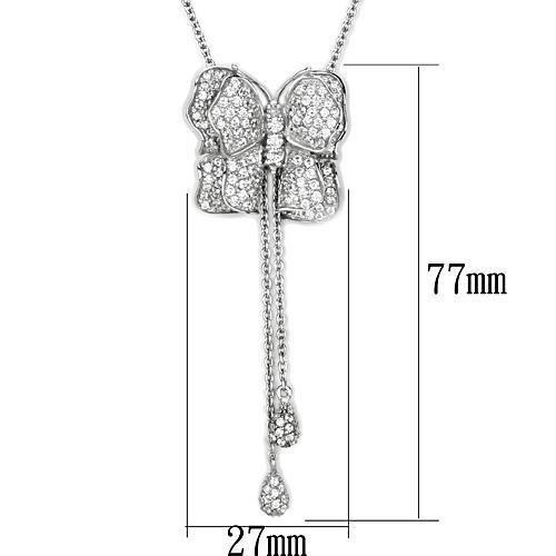 LOS608 Silver 925 Sterling Silver Necklace with AAA Grade CZ in Clear - Joyeria Lady