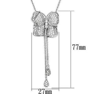 LOS608 Silver 925 Sterling Silver Necklace with AAA Grade CZ in Clear