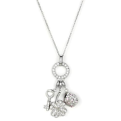 LOS609 Silver 925 Sterling Silver Necklace with AAA Grade CZ in Multi Color - Joyeria Lady