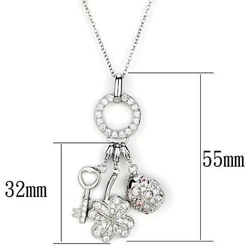 LOS609 Silver 925 Sterling Silver Necklace with AAA Grade CZ in Multi Color - Joyeria Lady