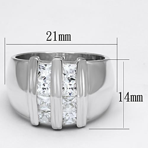 LOS623 Silver 925 Sterling Silver Ring with AAA Grade CZ in Clear