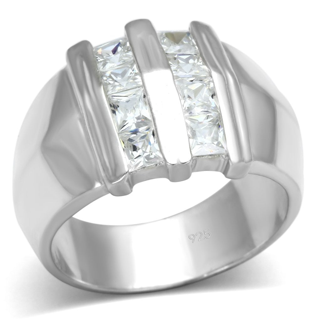 LOS623 Silver 925 Sterling Silver Ring with AAA Grade CZ in Clear