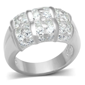 LOS630 - Silver 925 Sterling Silver Ring with AAA Grade CZ  in Clear - Joyeria Lady