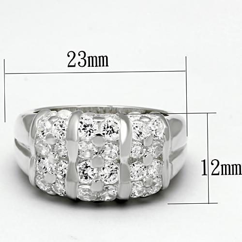LOS630 - Silver 925 Sterling Silver Ring with AAA Grade CZ  in Clear - Joyeria Lady
