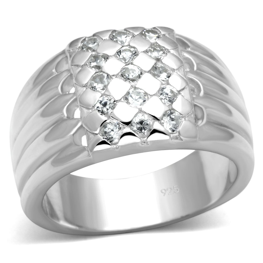 LOS639 Silver 925 Sterling Silver Ring with AAA Grade CZ in Clear