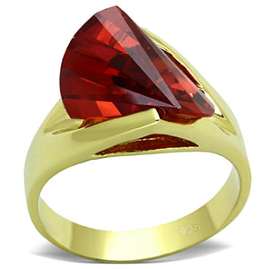 LOS641 - Gold 925 Sterling Silver Ring with AAA Grade CZ  in Garnet - Joyeria Lady