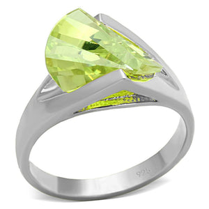 LOS646 - Silver 925 Sterling Silver Ring with AAA Grade CZ  in Apple Green color - Joyeria Lady