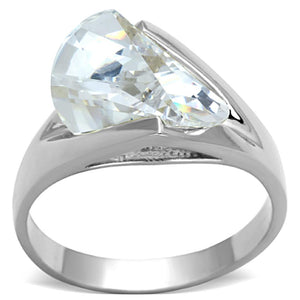 LOS650 - Silver 925 Sterling Silver Ring with AAA Grade CZ  in Clear - Joyeria Lady