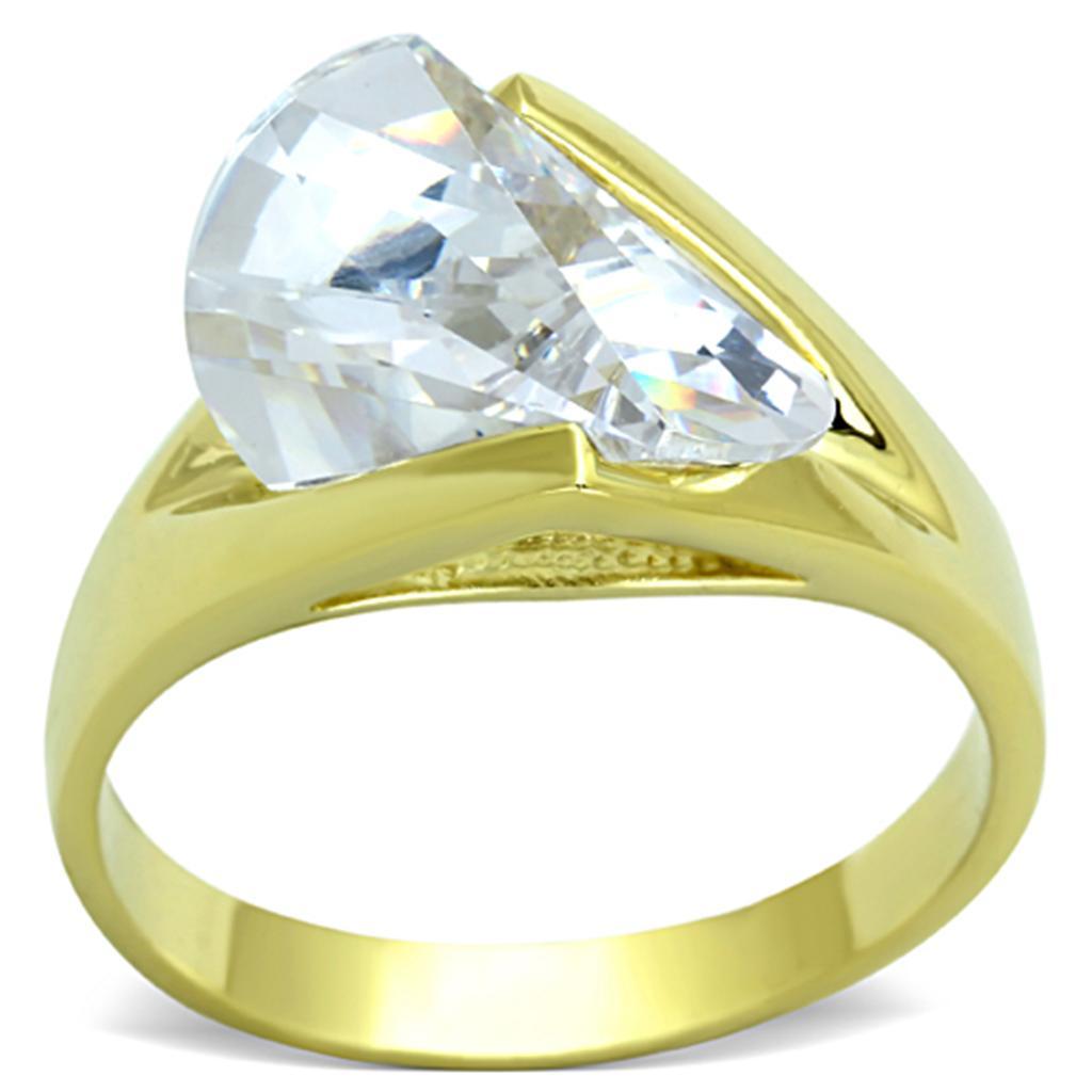 LOS651 - Gold 925 Sterling Silver Ring with AAA Grade CZ  in Clear - Joyeria Lady