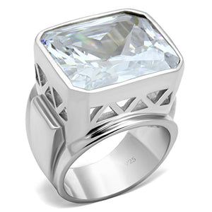 LOS670 - Silver 925 Sterling Silver Ring with AAA Grade CZ  in Clear - Joyeria Lady