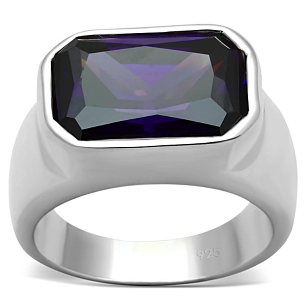 LOS672 - Silver 925 Sterling Silver Ring with AAA Grade CZ  in Amethyst - Joyeria Lady