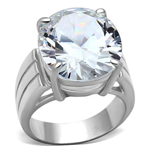 LOS675 - Silver 925 Sterling Silver Ring with AAA Grade CZ  in Clear - Joyeria Lady