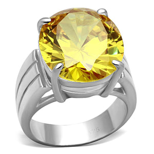 LOS677 - Silver 925 Sterling Silver Ring with AAA Grade CZ  in Topaz - Joyeria Lady