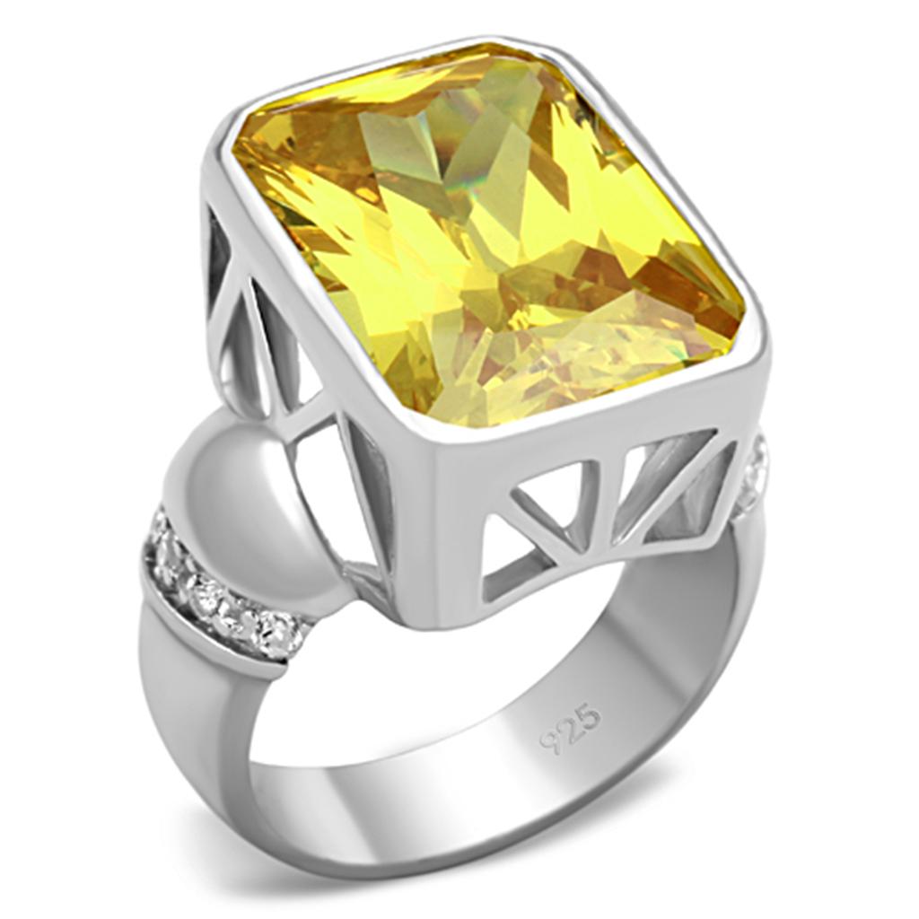 LOS680 Silver 925 Sterling Silver Ring with AAA Grade CZ in Topaz