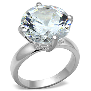 LOS681 - Silver 925 Sterling Silver Ring with AAA Grade CZ  in Clear - Joyeria Lady
