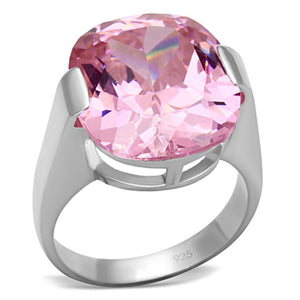 LOS686 - Silver 925 Sterling Silver Ring with AAA Grade CZ  in Rose - Joyeria Lady