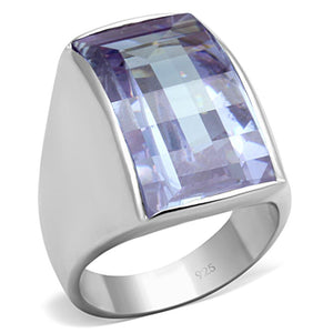 LOS692 - Silver 925 Sterling Silver Ring with AAA Grade CZ  in Light Amethyst - Joyeria Lady