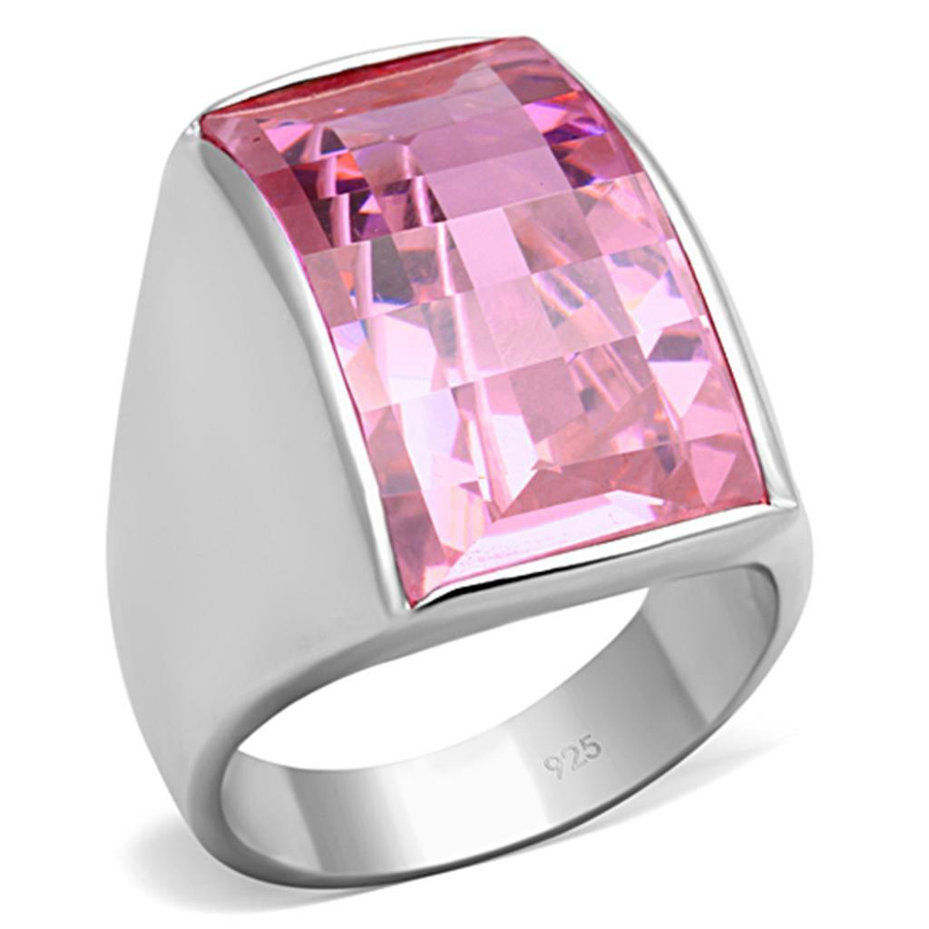 LOS695 - Silver 925 Sterling Silver Ring with AAA Grade CZ  in Rose - Joyeria Lady