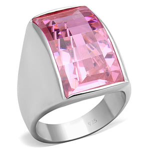 LOS695 - Silver 925 Sterling Silver Ring with AAA Grade CZ  in Rose - Joyeria Lady
