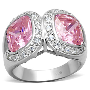 LOS697 - Silver 925 Sterling Silver Ring with AAA Grade CZ  in Rose - Joyeria Lady