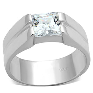 LOS708 - Silver 925 Sterling Silver Ring with AAA Grade CZ  in Clear - Joyeria Lady