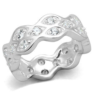 LOS727 - Rhodium 925 Sterling Silver Ring with AAA Grade CZ  in Clear - Joyeria Lady