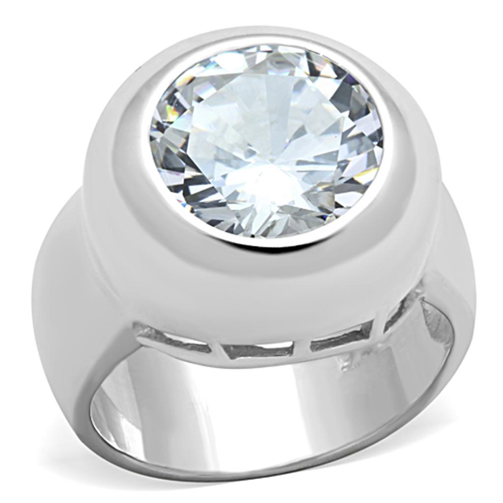 LOS738 Silver 925 Sterling Silver Ring with AAA Grade CZ in Clear