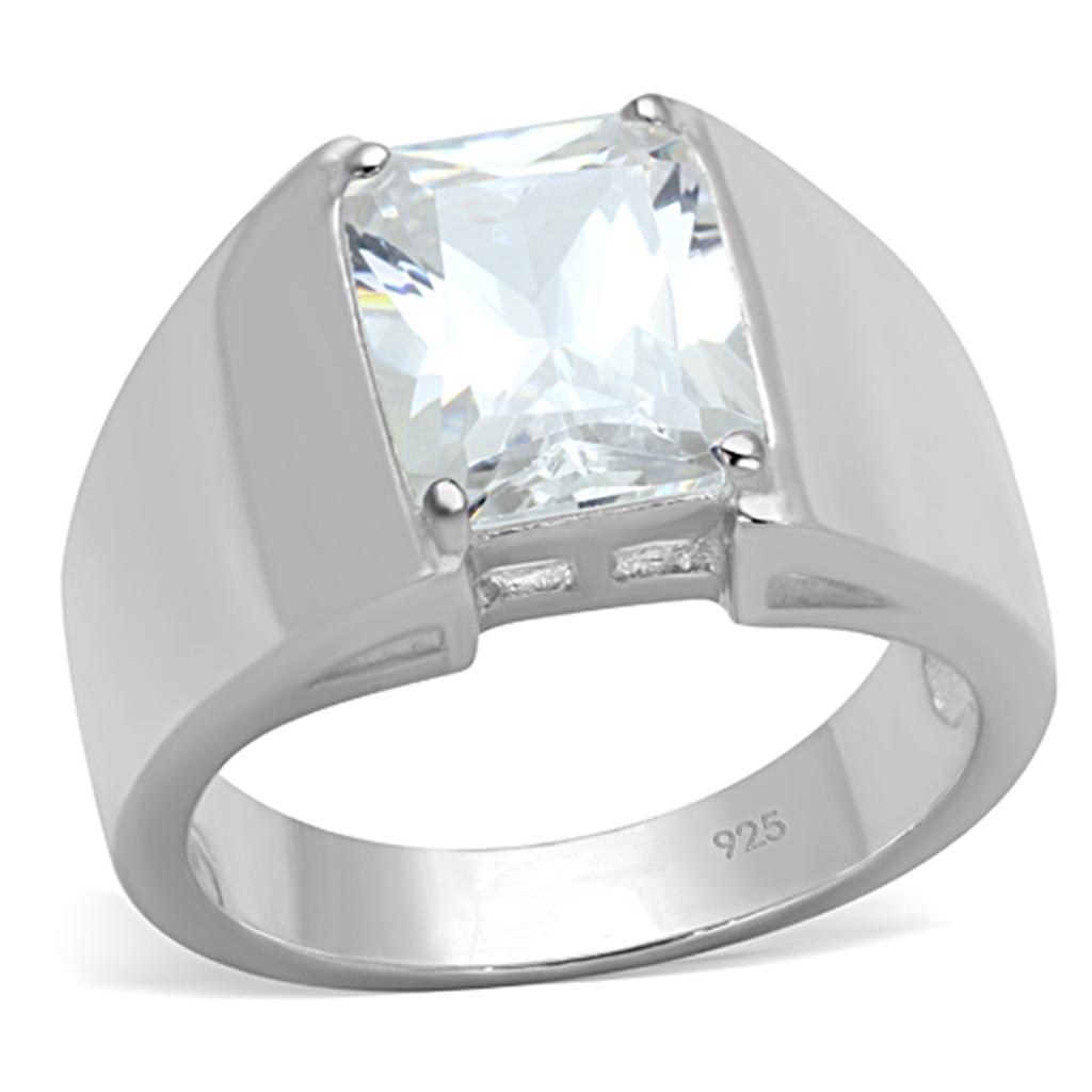 LOS741 - Silver 925 Sterling Silver Ring with AAA Grade CZ  in Clear - Joyeria Lady