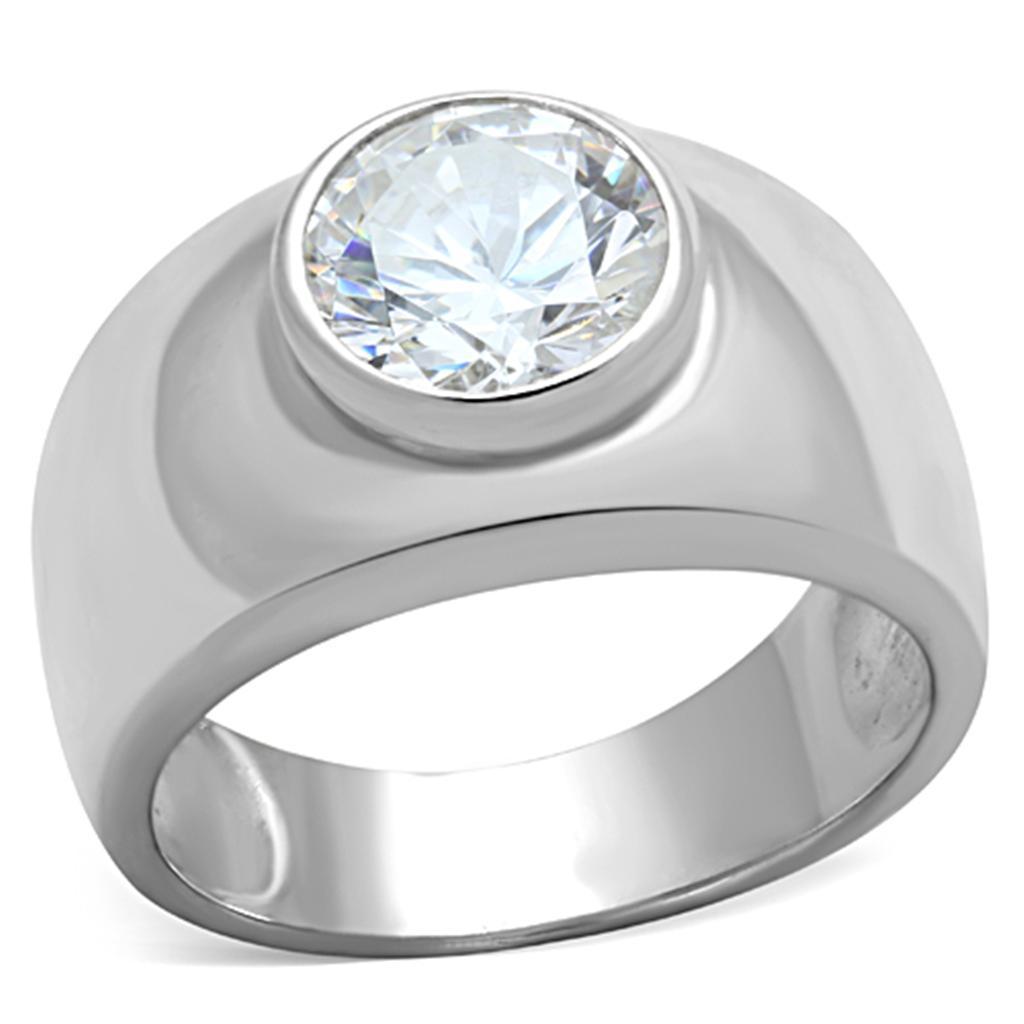 LOS744 - Silver 925 Sterling Silver Ring with AAA Grade CZ  in Clear - Joyeria Lady