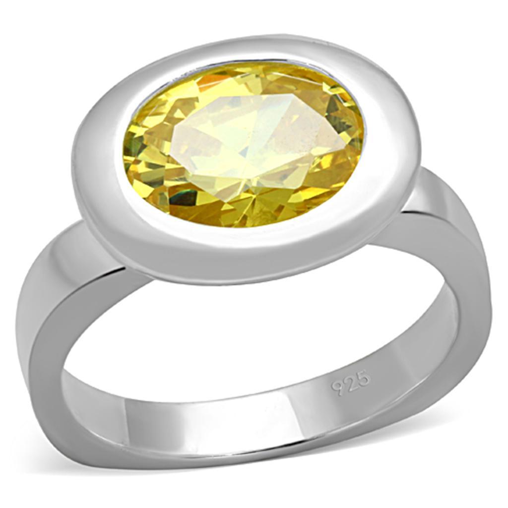 LOS751 - Silver 925 Sterling Silver Ring with AAA Grade CZ  in Topaz - Joyeria Lady