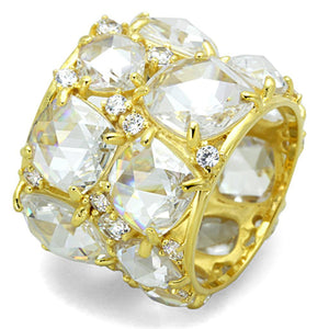 LOS765 - Gold 925 Sterling Silver Ring with AAA Grade CZ  in Clear - Joyeria Lady