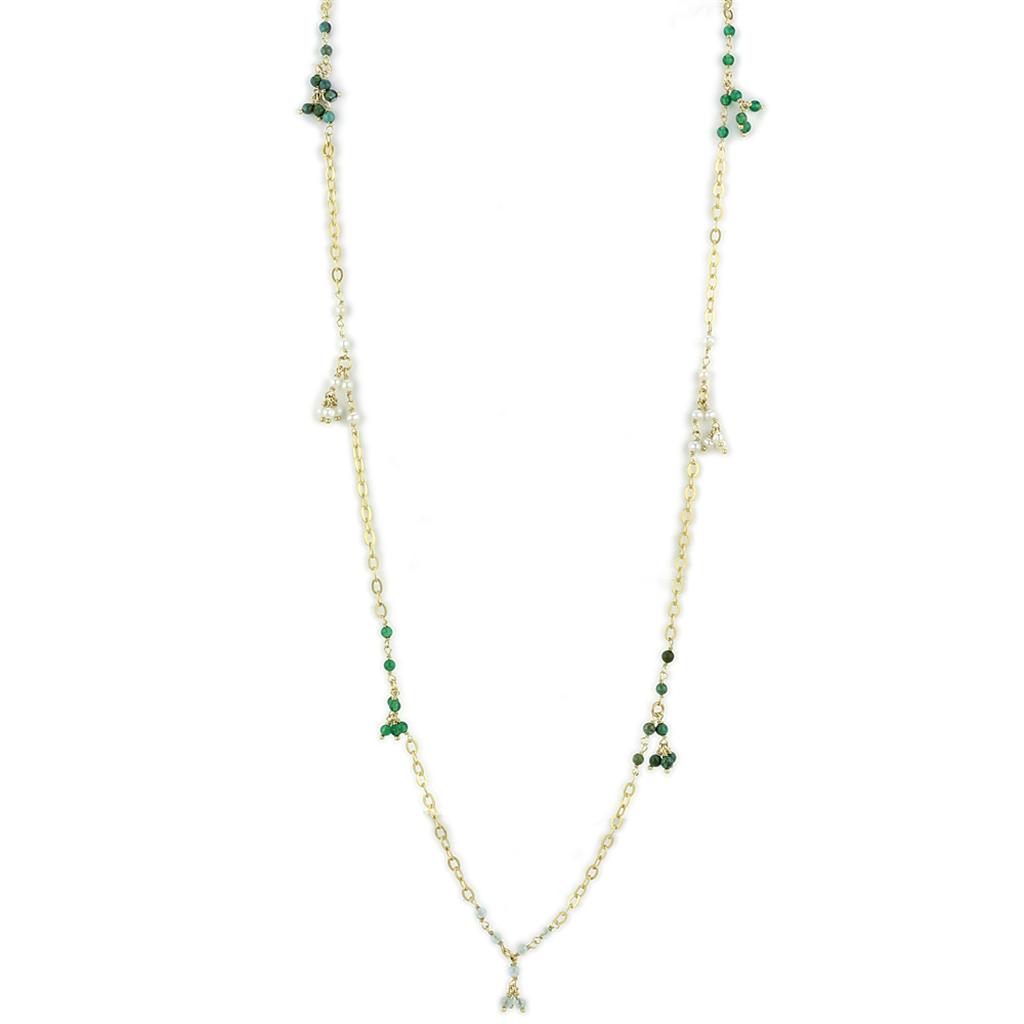 LOS793 Matte Gold 925 Sterling Silver Necklace with Synthetic in Multi Color - Joyeria Lady