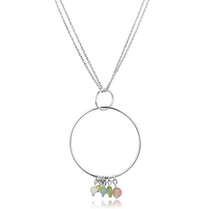 LOS796 Silver 925 Sterling Silver Necklace with Synthetic in Multi Color - Joyeria Lady
