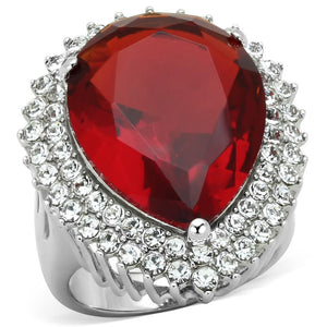 LOS800 - Rhodium 925 Sterling Silver Ring with Synthetic Synthetic Glass in Siam - Joyeria Lady