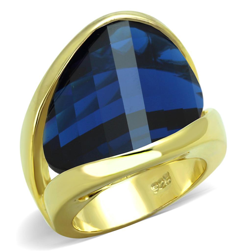 LOS825 - Gold 925 Sterling Silver Ring with Synthetic Synthetic Glass in Montana - Joyeria Lady
