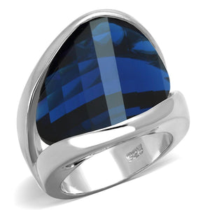 LOS830 - Rhodium 925 Sterling Silver Ring with Synthetic Synthetic Glass in Montana - Joyeria Lady
