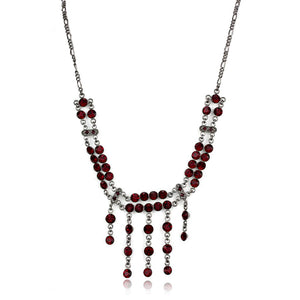 LOS865 Ruthenium 925 Sterling Silver Necklace with Top Grade Crystal in Siam - Joyeria Lady