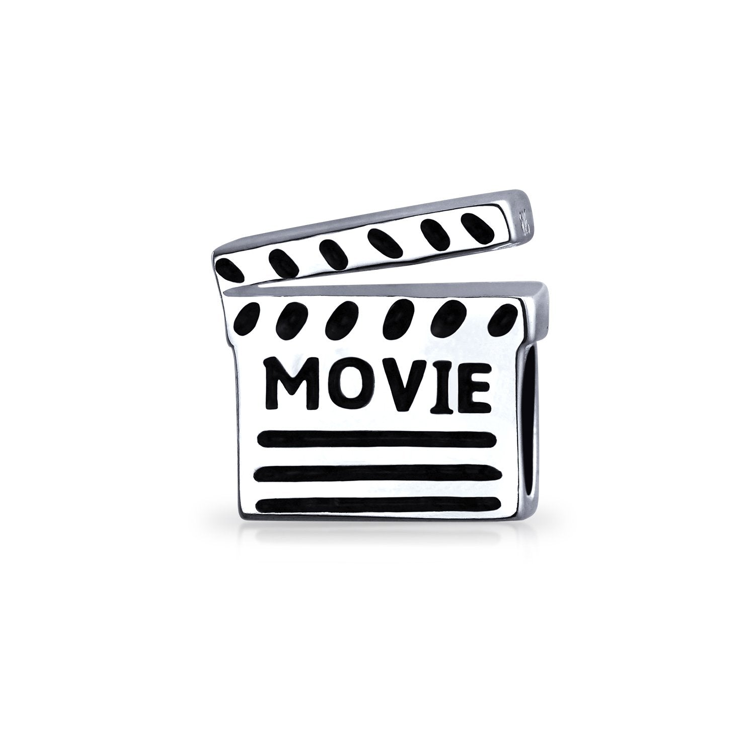 Theater Lover Director Movie Clapboard Bead Charm 925 Sterling Silver - Joyeria Lady
