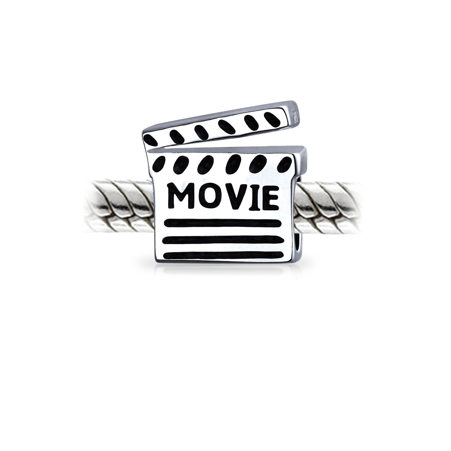 Theater Lover Director Movie Clapboard Bead Charm 925 Sterling Silver - Joyeria Lady