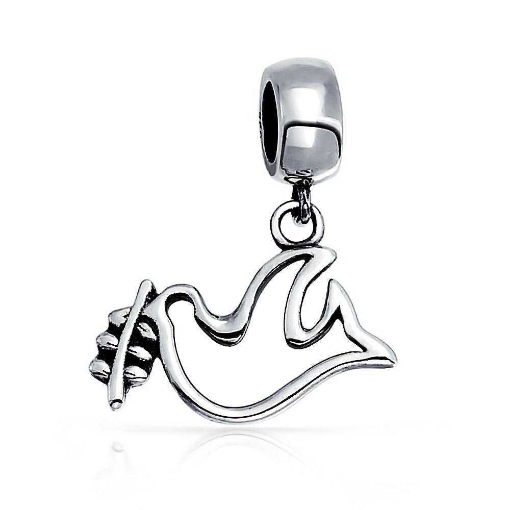 World Peace Dove Love Bird Dangle Charm Bead 925 Sterling Silver - Joyeria Lady