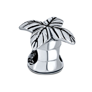 Tropical Vacation Beach Palm Tree Charm Bead 925 Sterling Silver - Joyeria Lady