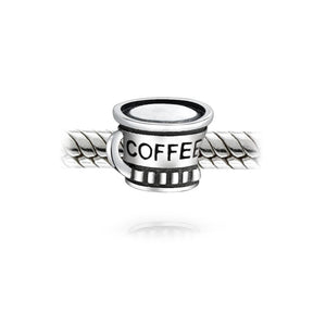 Coffee Lover Cup Latte Travel Mug Charm Bead 925 Sterling Silver