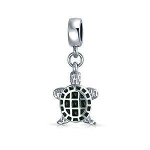 Nautical Sea Turtle Tropical Vacation Bead Charm 925 Sterling Silver - Joyeria Lady