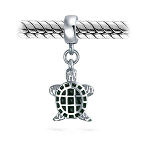 Nautical Sea Turtle Tropical Vacation Bead Charm 925 Sterling Silver