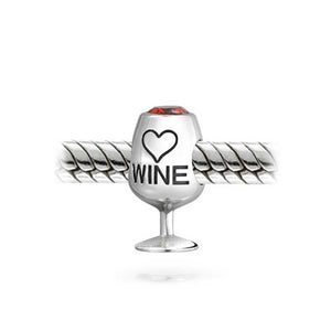 Sommelier Wine Glass Drink Goblet Food Bead Charm Sterling Silver